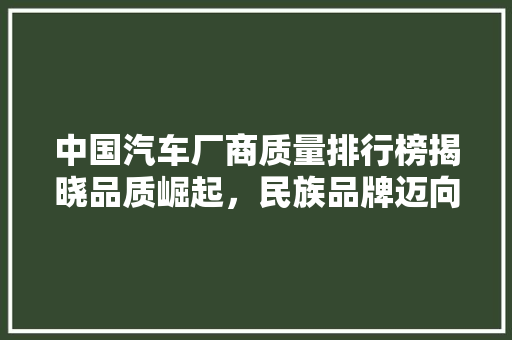 中国汽车厂商质量排行榜揭晓品质崛起，民族品牌迈向新高度