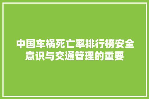 中国车祸死亡率排行榜安全意识与交通管理的重要