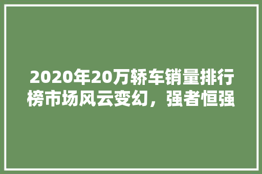 2020年20万轿车销量排行榜市场风云变幻，强者恒强