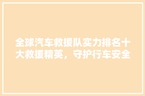 全球汽车救援队实力排名十大救援精英，守护行车安全