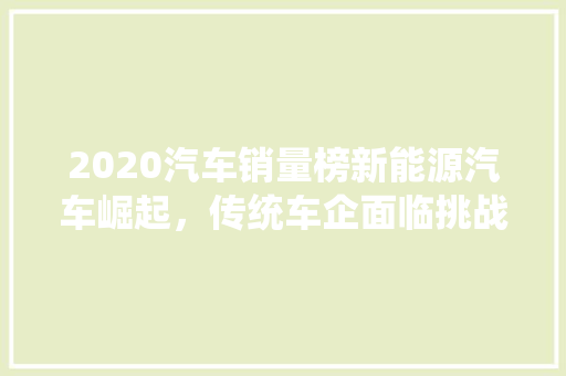 2020汽车销量榜新能源汽车崛起，传统车企面临挑战