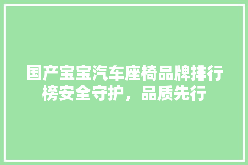 国产宝宝汽车座椅品牌排行榜安全守护，品质先行