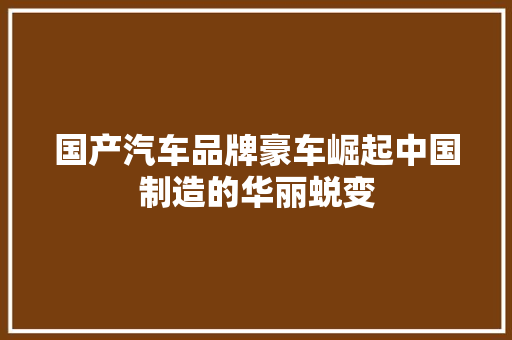 国产汽车品牌豪车崛起中国制造的华丽蜕变