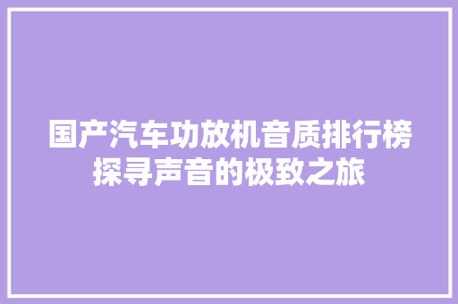 国产汽车功放机音质排行榜探寻声音的极致之旅
