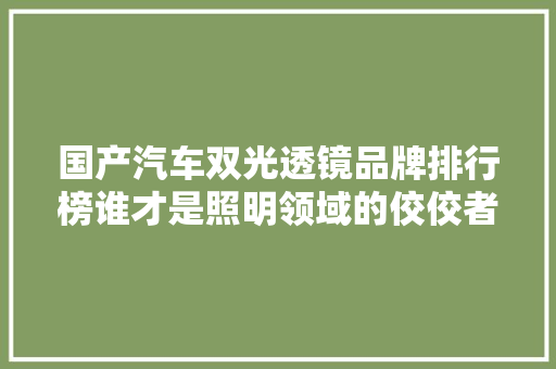 国产汽车双光透镜品牌排行榜谁才是照明领域的佼佼者