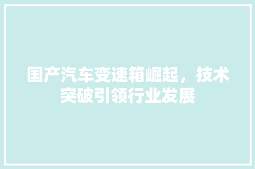 国产汽车变速箱崛起，技术突破引领行业发展