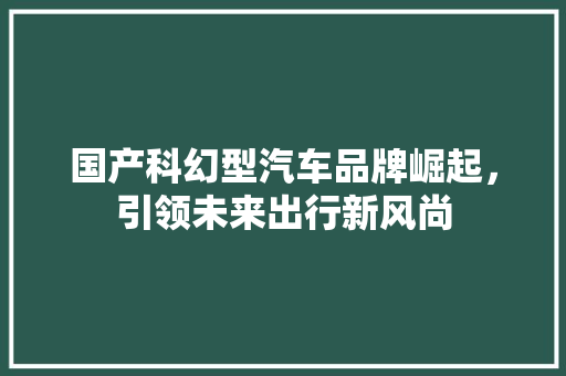 国产科幻型汽车品牌崛起，引领未来出行新风尚