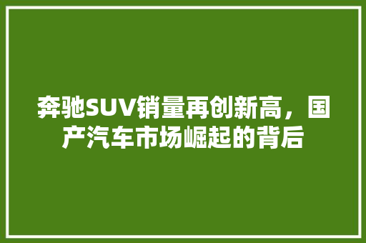 奔驰SUV销量再创新高，国产汽车市场崛起的背后